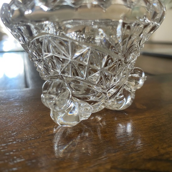 Vintage Hofbauer Byrdes Crystal Trinket Bowl Clear 3 Footed Bird Design Mini - Picture 7 of 10